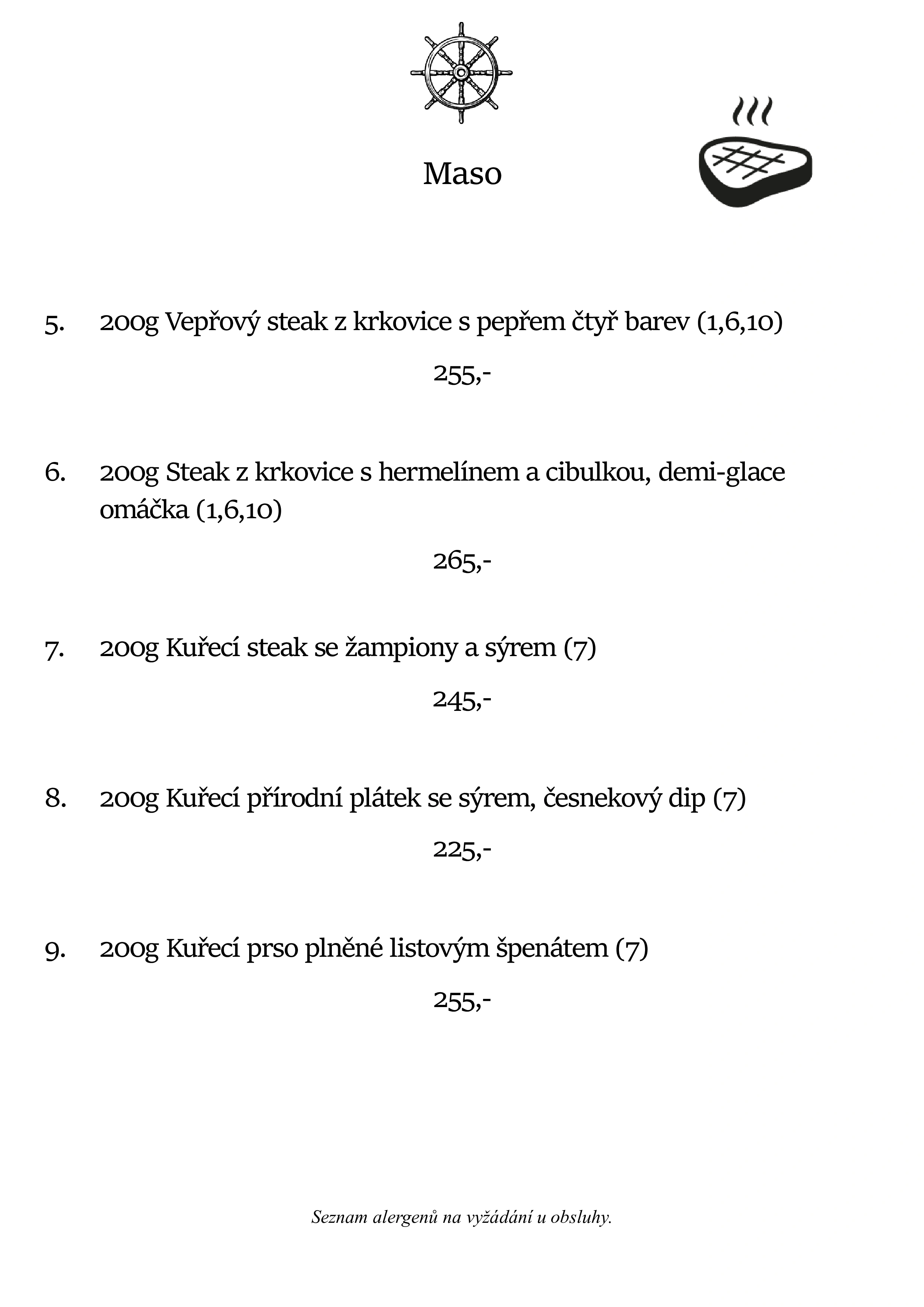 Jídelní lístek - stránka 2
